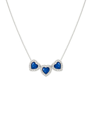 Collana da donna Nomination All My Love in argento 925 con tre ciondoli a cuore con zirconi bianchi e blu 240303/012