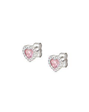 Orecchini a lobo da donna della collezione Nomination All My Love in argento 925 con zirconi bianchi e rosa a cuore 240304/002