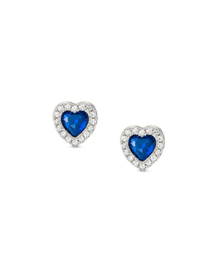 Orecchini a lobo da donna della collezione Nomination All My Love in argento 925 con zirconi bianchi e blu a cuore 240304/012