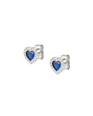 Orecchini a lobo da donna della collezione Nomination All My Love in argento 925 con zirconi bianchi e blu a cuore 240304/012