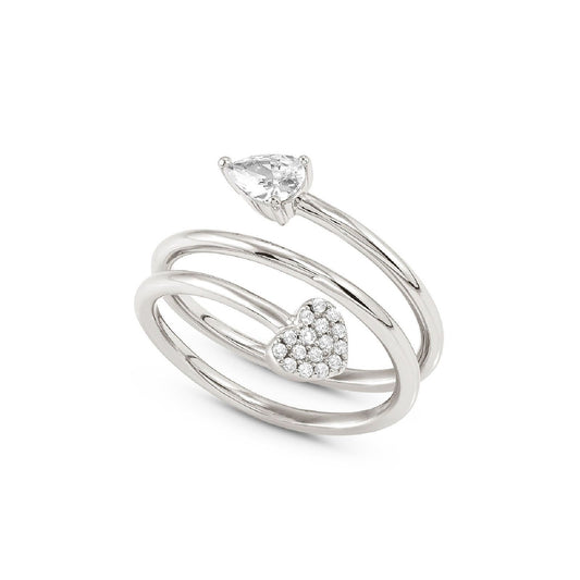 Anello a spirale da donna Nomination Lucentissima in argento con zirconi bianchi di cui uno a cuore 240700-001-1