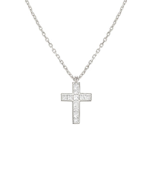 Collana girocollo da donna della collezione Nomination Carismatica in argento 925 con pendente a croce grande con zirconi bianchi 240905/031