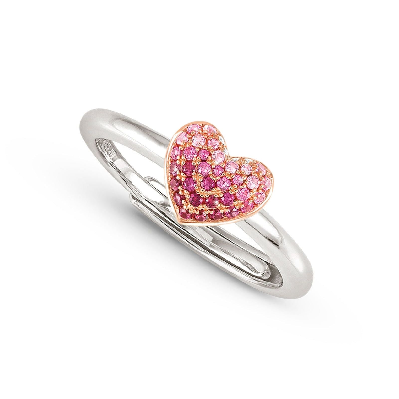 Anello regolabile donna Nomination Crysalis in argento con cuore di zirconi rosa 241100-004-1