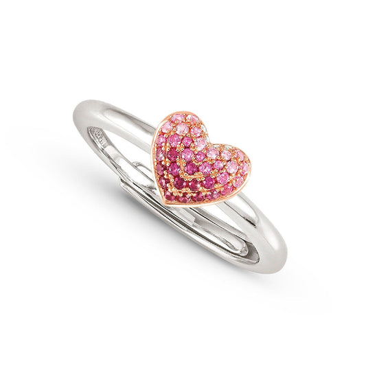 Anello regolabile donna Nomination Crysalis in argento con cuore di zirconi rosa 241100-004-1