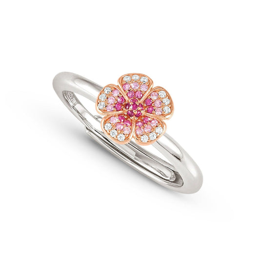 Anello regolabile donna Nomination Crysalis in argento con fiore di zirconi bianchi e rosa 241100-010-1