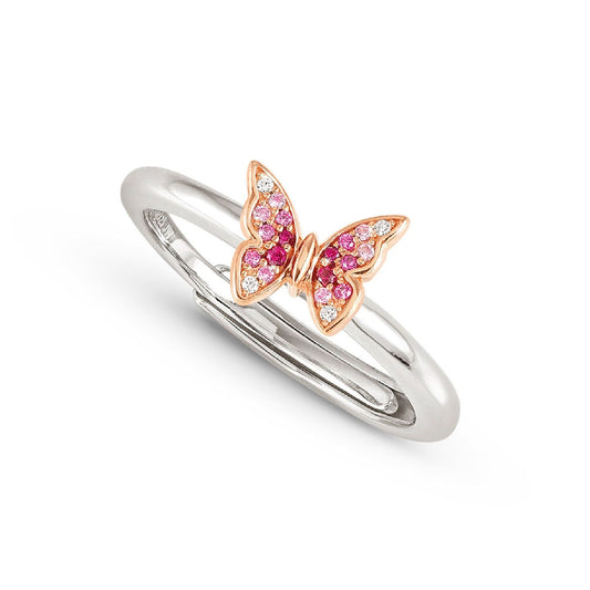 Anello regolabile donna Nomination Crysalis in argento con farfalla di zirconi bianchi e rosa 241100-040-1