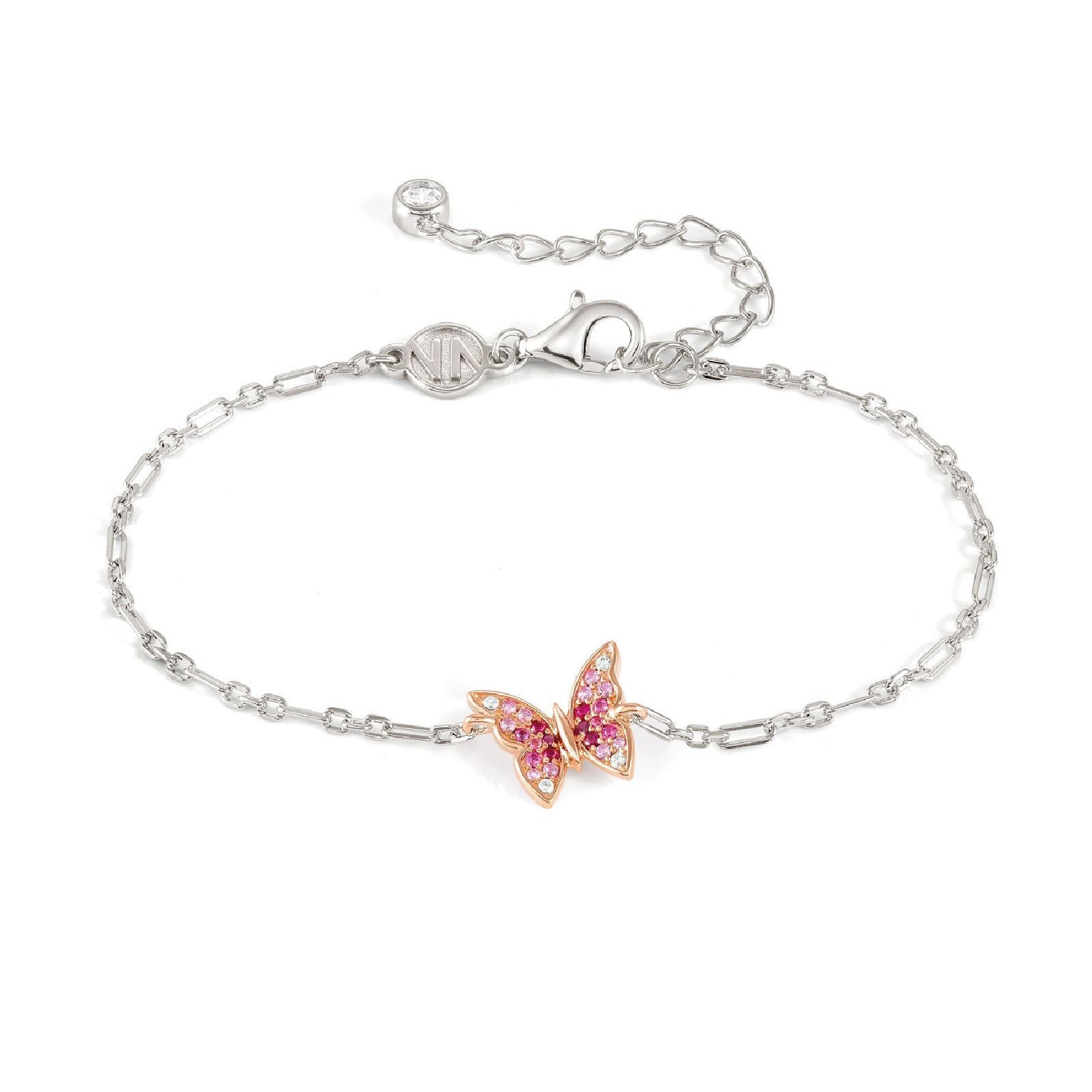 Bracciale donna Nomination Crysalis in argento con farfalla di zirconi bianchi e rosa 241102-040-1
