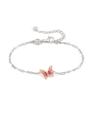 Bracciale catena da donna della collezione Nomination Crysalis in argento 925 con farfalla in pavè di zirconi bianchi e rosa 241102/040