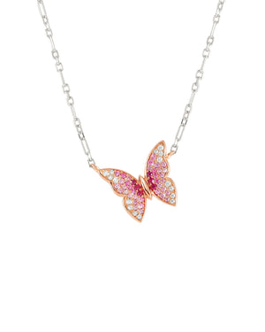 Collana girocollo da donna della collezione Nomination Crysalis in argento 925 con farfalla in pavè di zirconi bianchi e rosa 241103/040