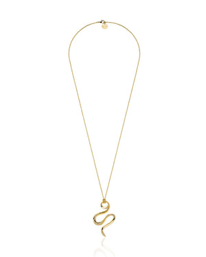 Collana lunga donna della collezione Unoaerre Fashion Jewellery realizzato in bronzo dorato con catena sottile e pendente a serpente 2436