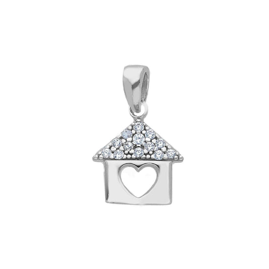 Ciondolo da donna JOY Gioielli Oro in oro bianco casa con cuore e zirconi 250009-1