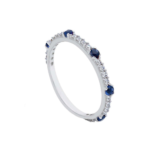 Anello tuttogiro donna JOY Gioielli Oro in oro bianco zirconi bianchi e blu 251804-1