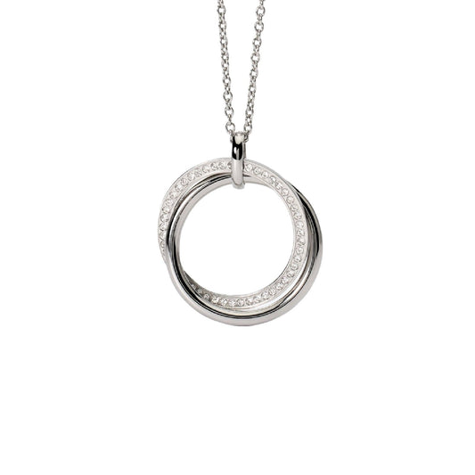 Collana donna 2Jewels Milano in acciaio con ciondolo a cerchi con cristalli 251919-1