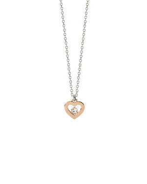 Collana girocollo da donna 2Jewels To Be Loved in acciaio rosé con ciondolo a forma di cuore con cristallo 251922