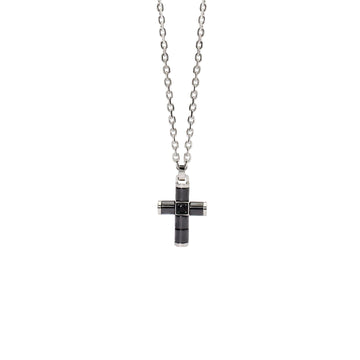 Collana uomo 2Jewels Next in acciaio con croce in ceramica e cristallo nero 251923-1