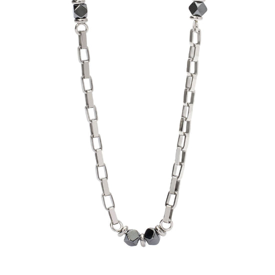 Collana uomo 2Jewels Station maglie allungate e ematite grigia 251925-1