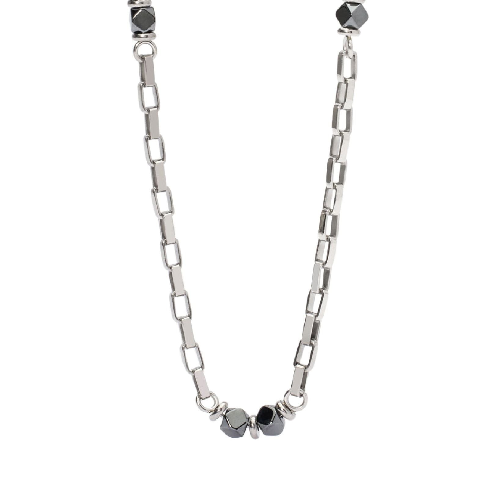 Collana uomo 2Jewels Station maglie allungate e ematite grigia 251925-1