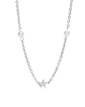 Collana girocollo da donna 2Jewels Preppy in acciaio con stella passante, cristalli e perle 251936