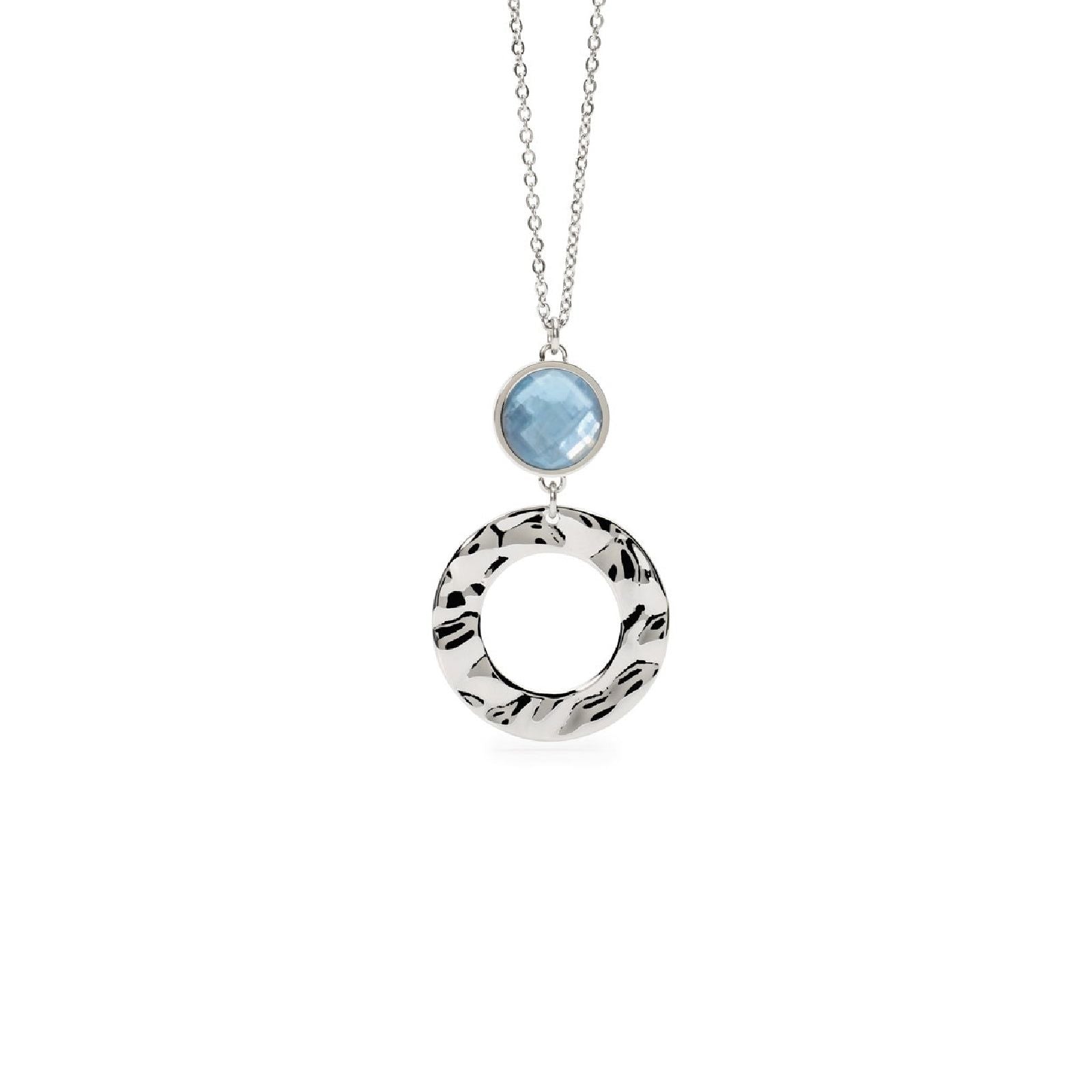 Collana donna 2Jewels Dune acciaio con glass azzurro, madreperla e cerchio 251937-1