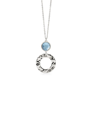 Collana da donna 2Jewels Dune in acciaio con doppio ciondolo in glass azzurro, madreperla e cerchio lavorato 251937