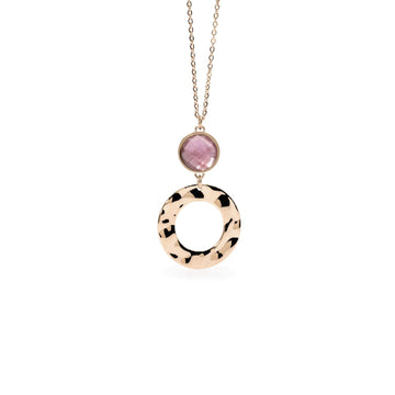 Collana donna 2Jewels Dune acciaio rosé con glass viola, madreperla e cerchio 251939-1