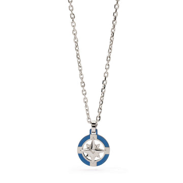 Collana uomo 2Jewels Navy in acciaio con rosa dei venti blu e cristallo bianco 251950-1
