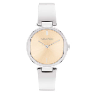 Orologio solo tempo Calvin Klein Sculptural Elevated da donna con cassa 30mm e bracciale in acciaio di colore argento e beige 1685227
