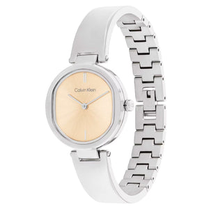 Orologio solo tempo Calvin Klein Sculptural Elevated da donna con cassa 30mm e bracciale in acciaio di colore argento e beige 1685227