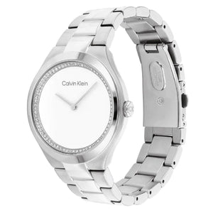 Orologio solo tempo Calvin Klein Timeless Admire da donna con cassa 36mm e bracciale in acciaio di colore argento e bianco 1687474