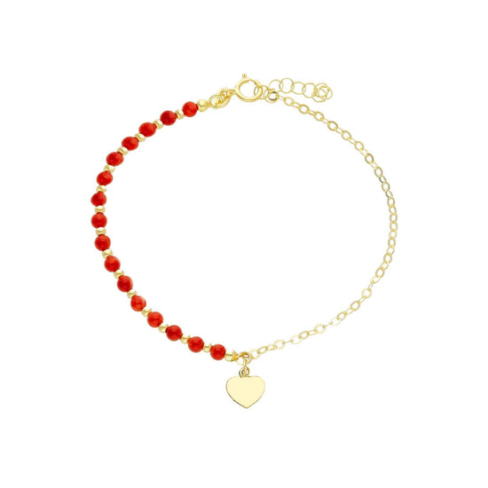 Bracciale donna JOY Gioielli in oro giallo con sfere corallo e cuore 252809-1