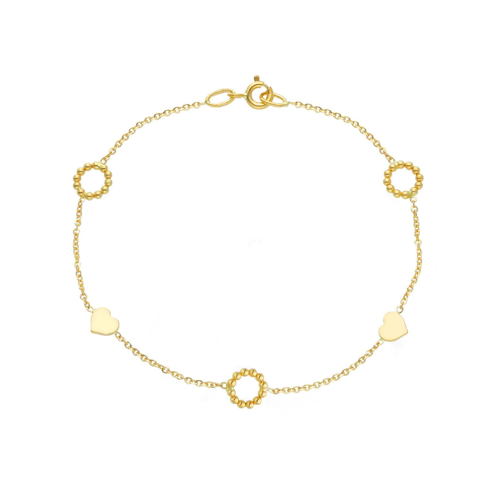 Bracciale donna JOY Gioielli in oro giallo con cerchi e cuori 253535-1