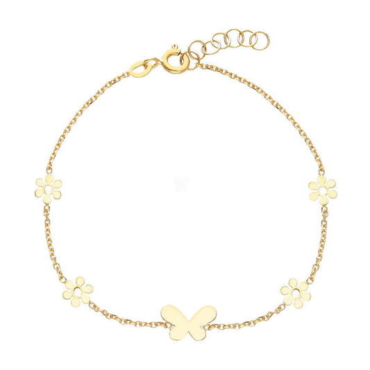 Bracciale bambina JOY Gioielli in oro giallo 4 fiori e una farfalla 253929-1