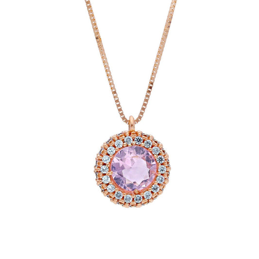 Collana donna JOY Gioielli in oro rosa zirconi bianchi e quarzo rosa 255822-1