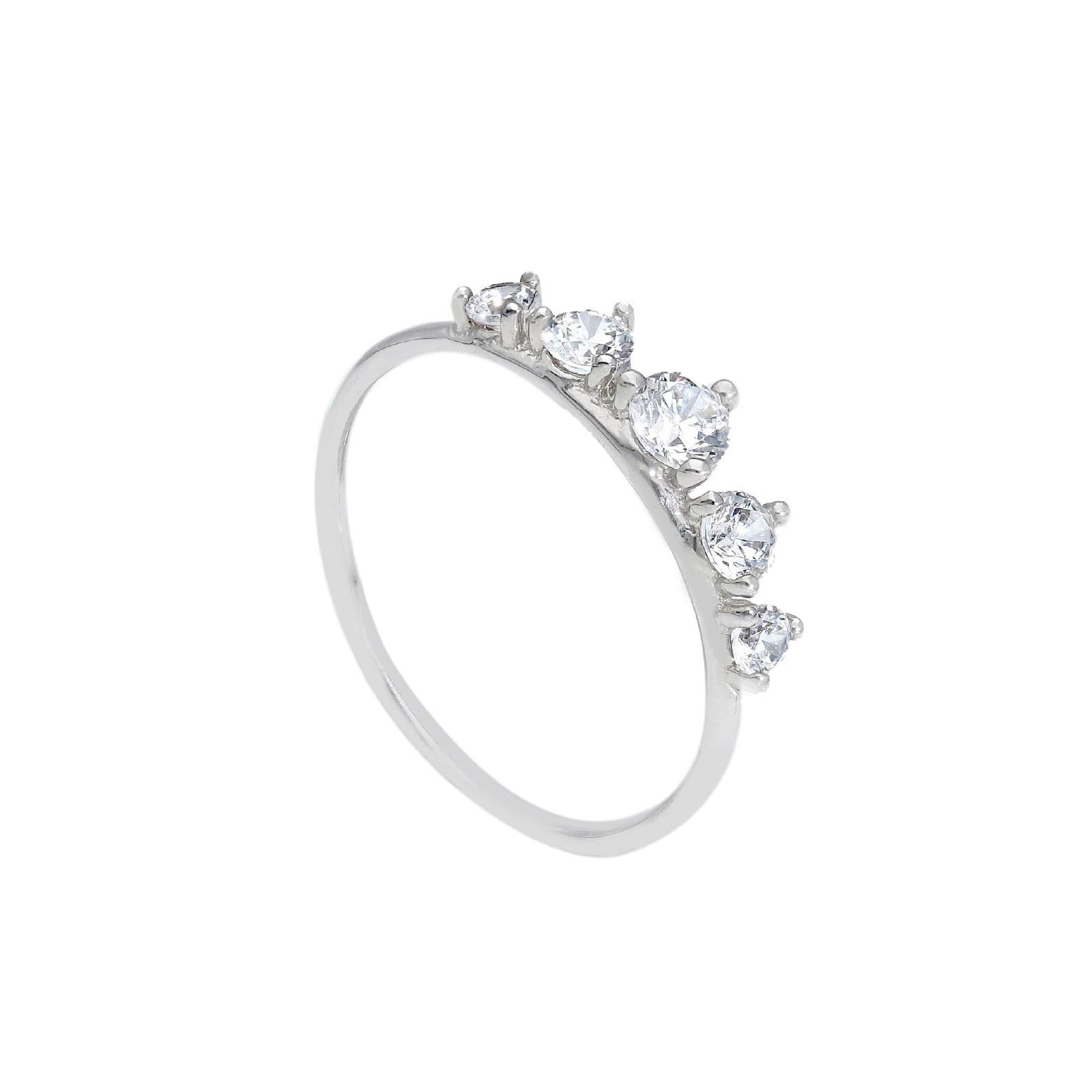 Anello veretta donna JOY Gioielli in oro bianco con 5 zirconi bianchi 256300-1