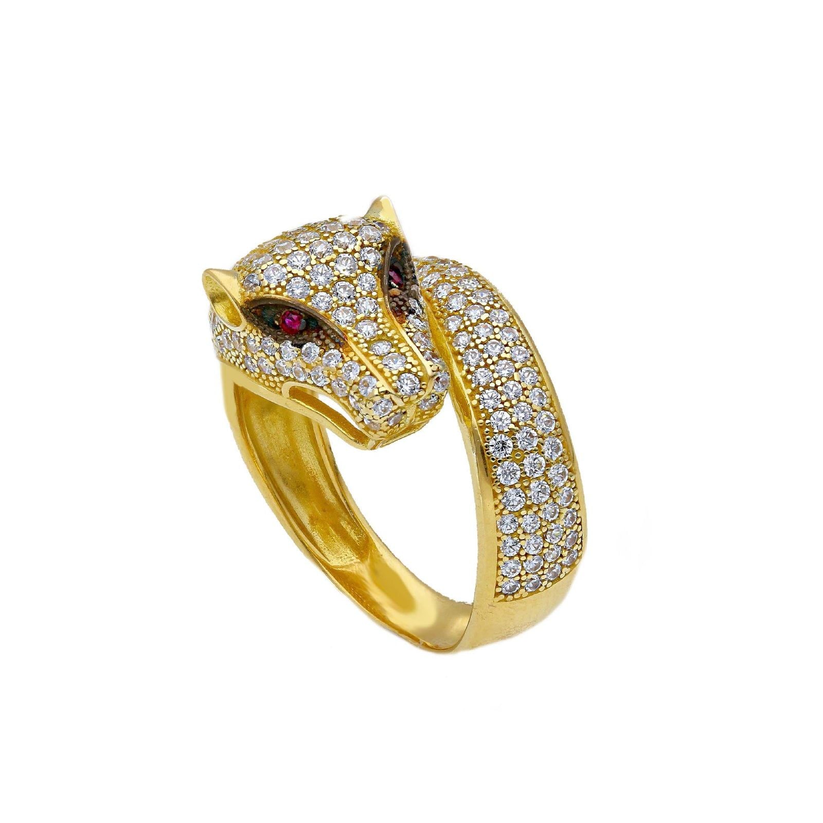 Anello donna JOY Gioielli in oro giallo serpente zirconi bianchi e rossi 258552-1