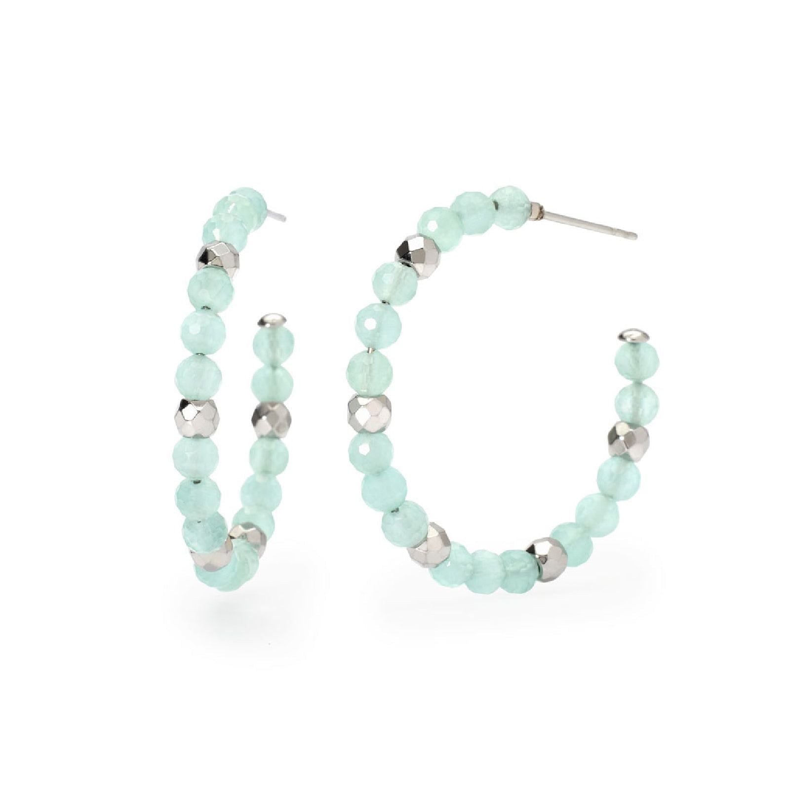 Orecchini cerchio 30mm donna 2Jewels Lady Ikon in acciaio con glass azzurro 261460-1