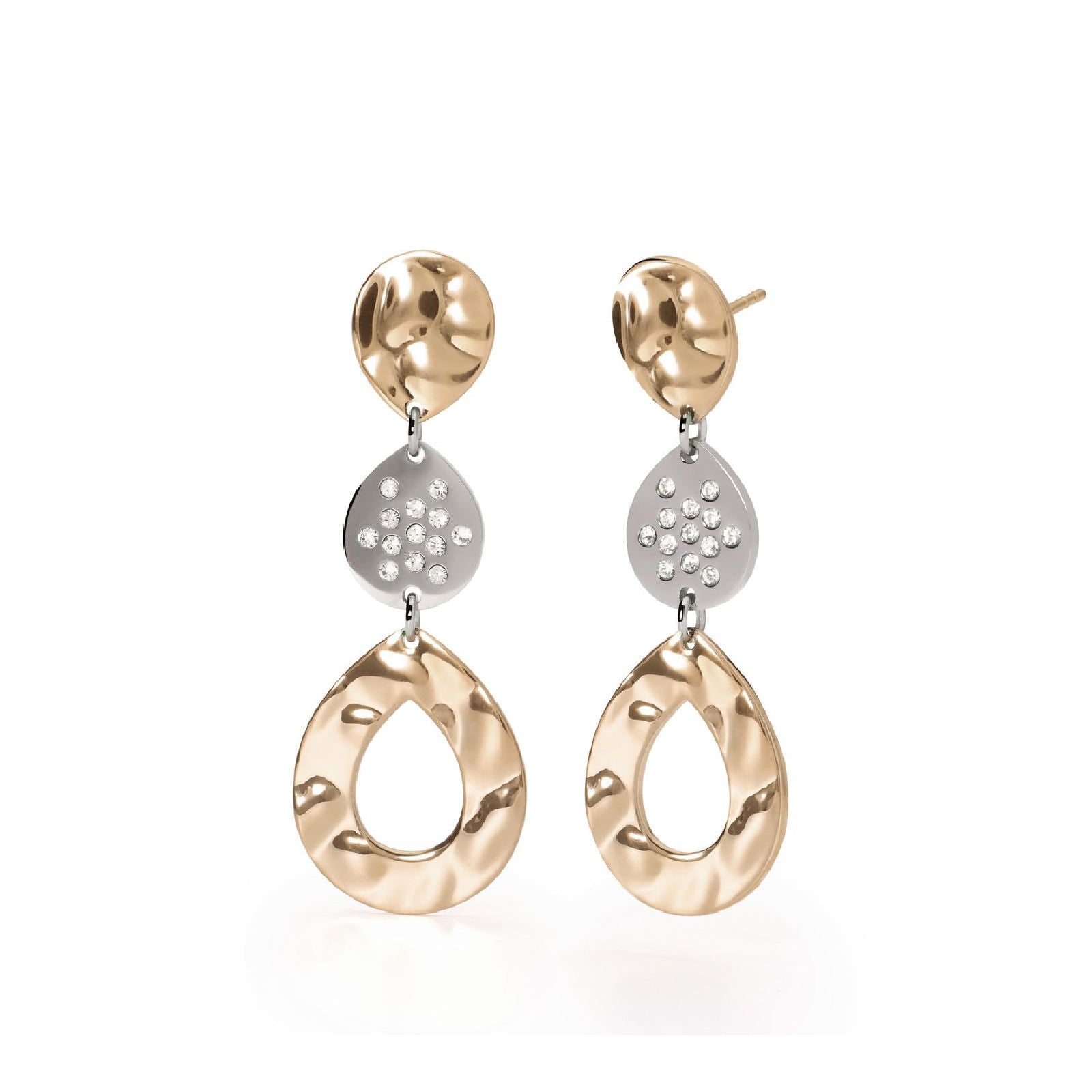 Orecchini donna 2Jewels Mirage acciaio bicolor rosé goccia e cristalli 261472-1