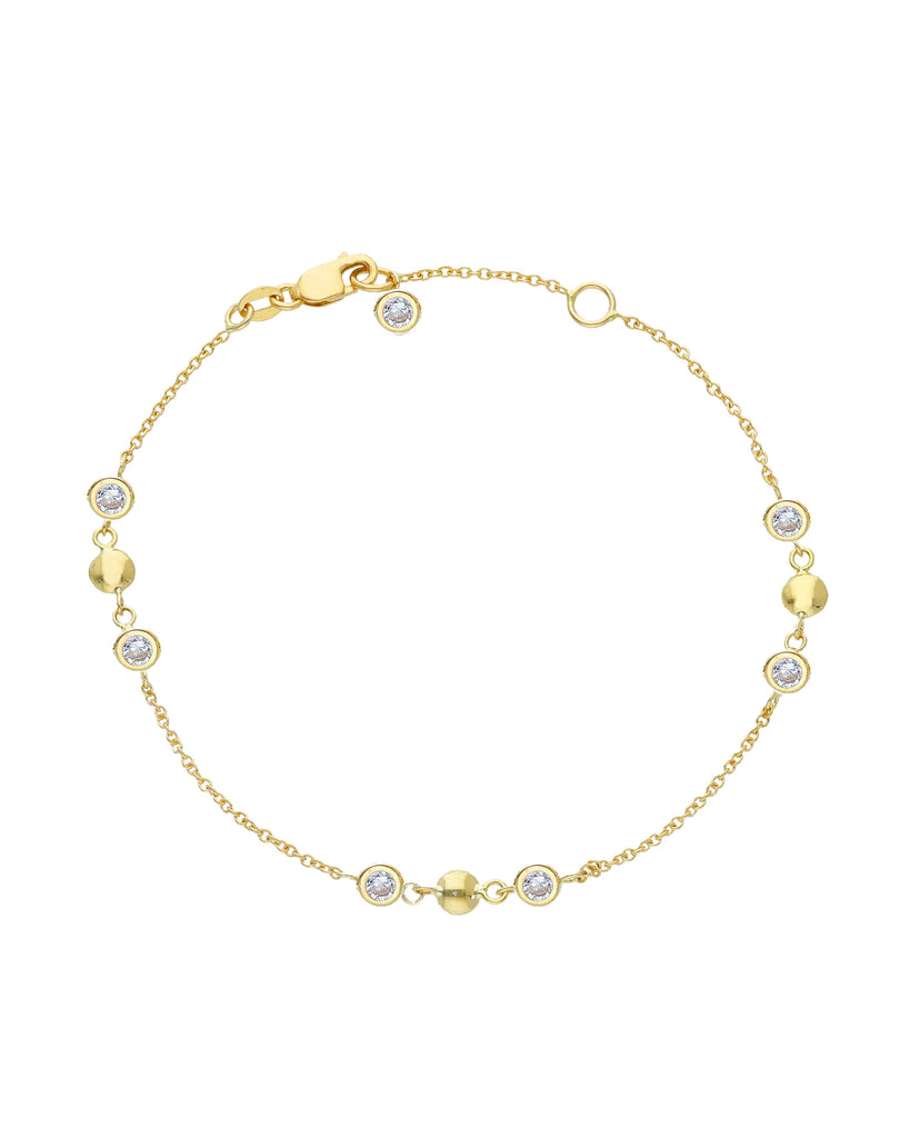 Bracciale catena da donna della collezione JOY Gioielli Oro in oro giallo 18kt con sfere e zirconi bianchi 261872
