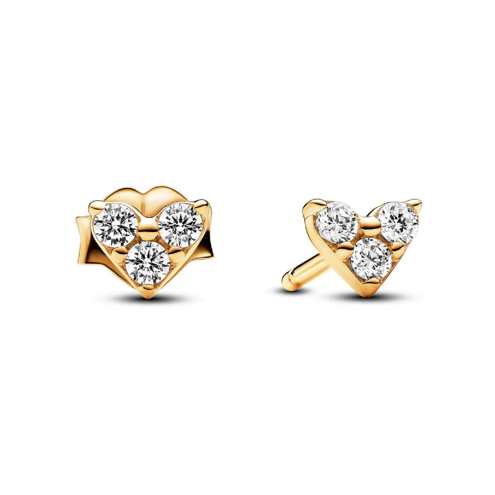 Orecchini Cuori con Tre Pietre color oro 263003C01-1