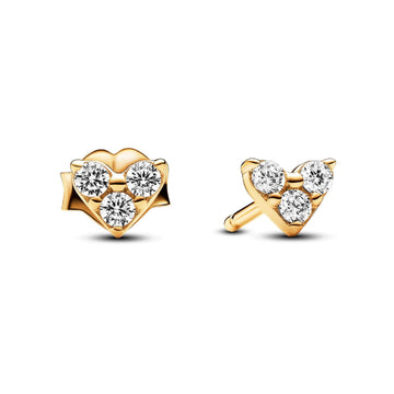 Orecchini Cuori con Tre Pietre color oro 263003C01-1