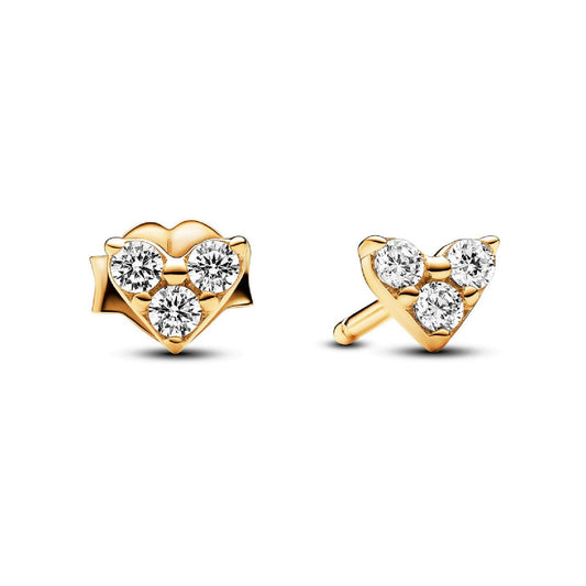 Orecchini Cuori con Tre Pietre color oro 263003C01-1