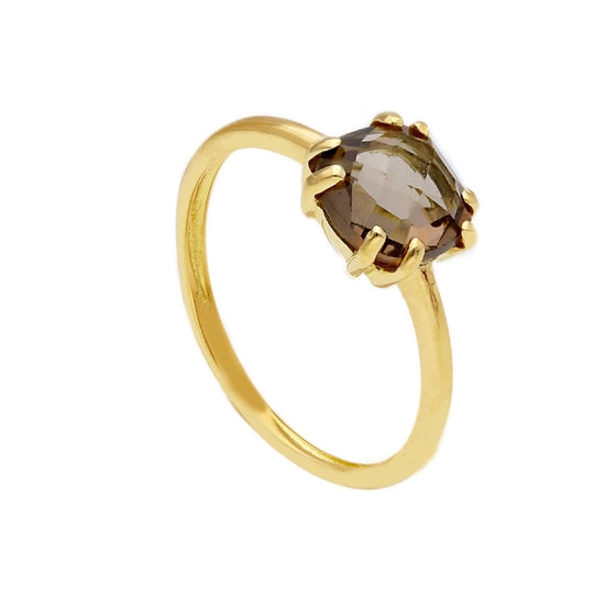 Anello solitario donna JOY Gioielli Oro in oro giallo con quarzo fumé marrone 263137-1