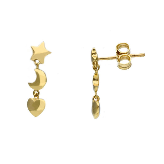 Orecchini donna e bambina JOY Gioielli in oro giallo cuore, stella e luna 264362-1