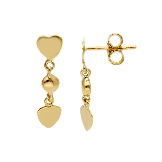 Orecchini donna e bambina JOY Gioielli in oro giallo due cuori e una sfera 265150-1