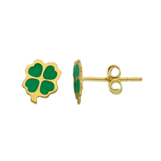 Orecchini donna e bambina JOY Gioielli in oro giallo quadrifoglio verde 266296-1