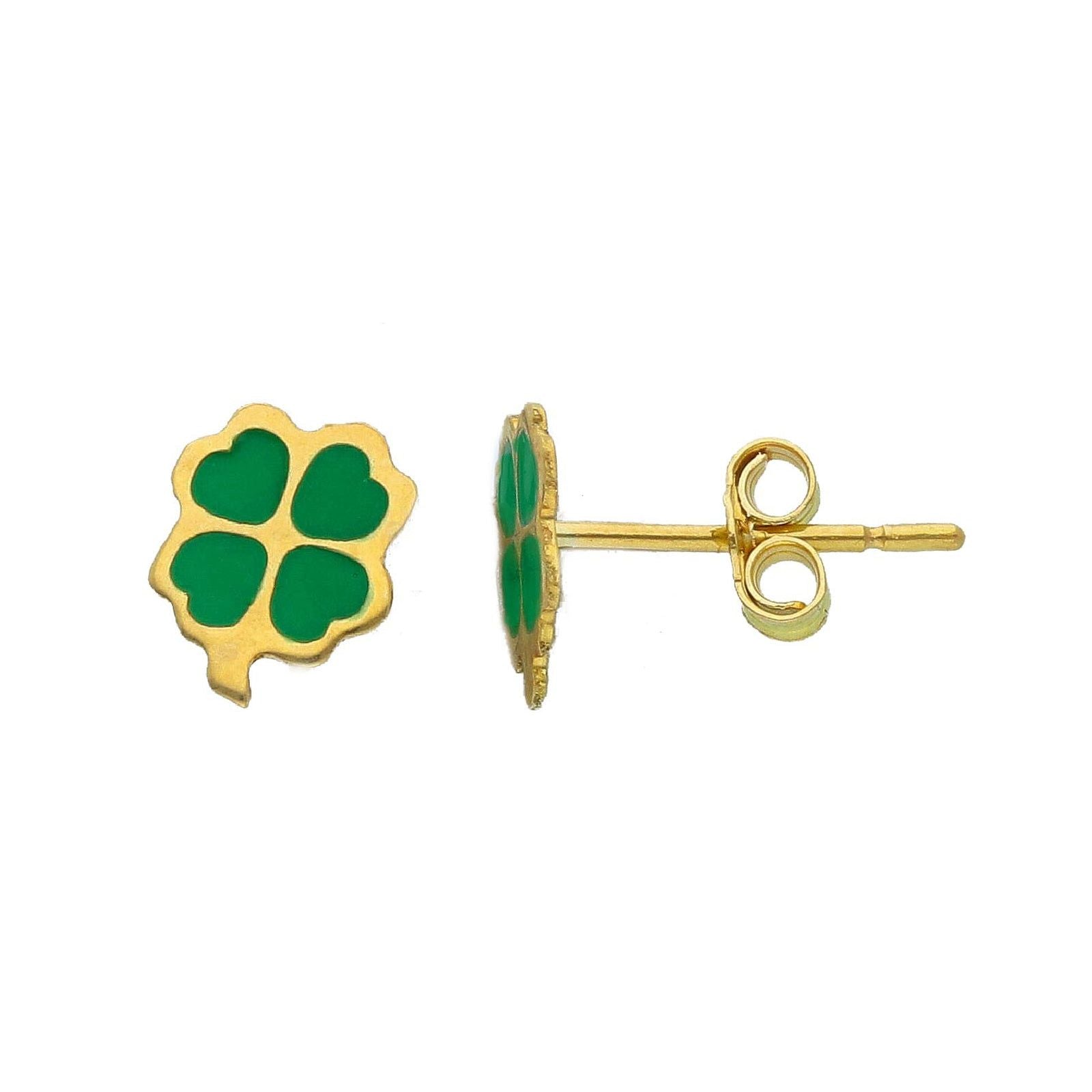 Orecchini donna e bambina JOY Gioielli in oro giallo quadrifoglio verde 266296-1
