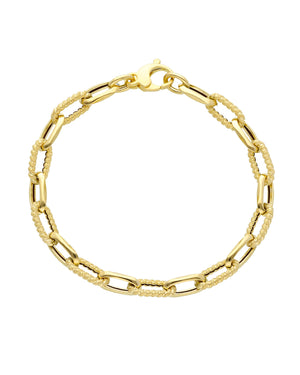 Bracciale catena da donna JOY Gioielli Oro in oro giallo 18kt con maglie ovali lisce e lavorate 266899