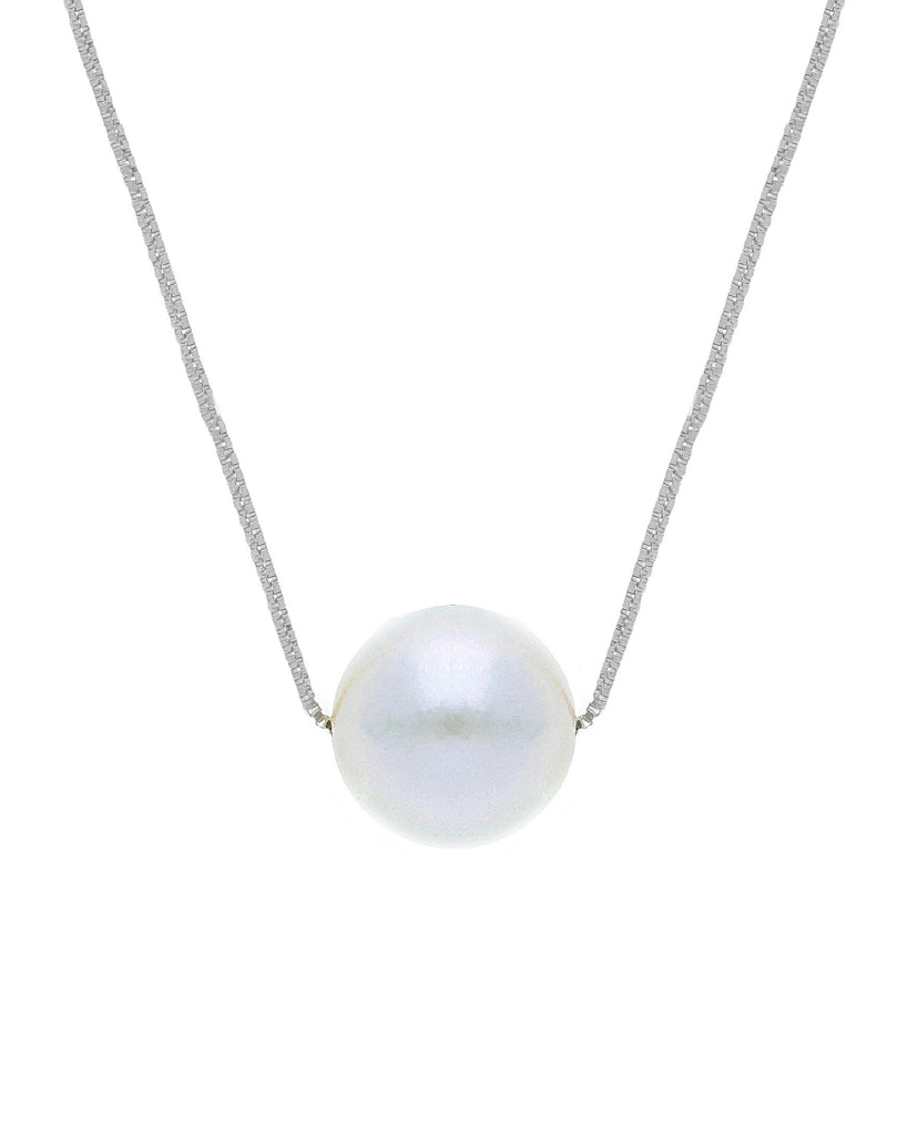 Collana da donna JOY Gioielli Oro in oro bianco 18kt con una perla Akoya passante al centro di 7,5/8 mm 271691