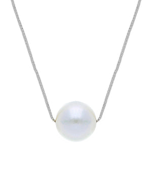 Collana da donna JOY Gioielli Oro in oro bianco 18kt con una perla Akoya passante al centro di 7,5/8 mm 271691