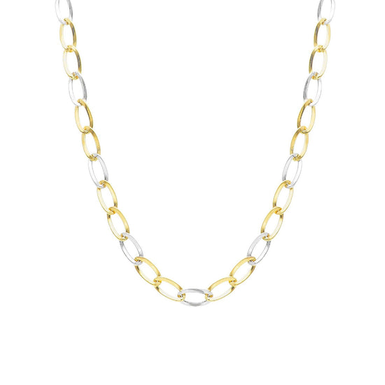 Collana donna JOY Gioielli in oro bianco e giallo con maglie ovali bicolor 273365-1